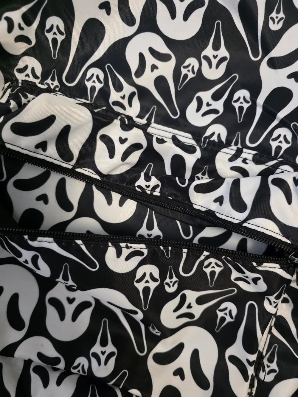 Black & White Ghost Face Pattern Full Size Backpack